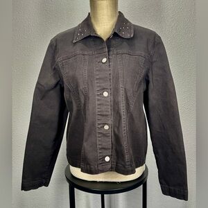 Vintage French Dressing Black Button Up Jean Jacket Large 12